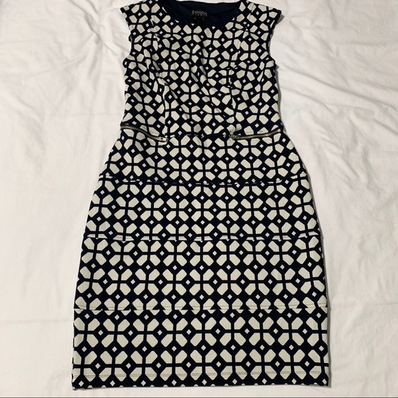 Enfocus Studio Navy & White Geometric Print Dress - Picture 3 of 8